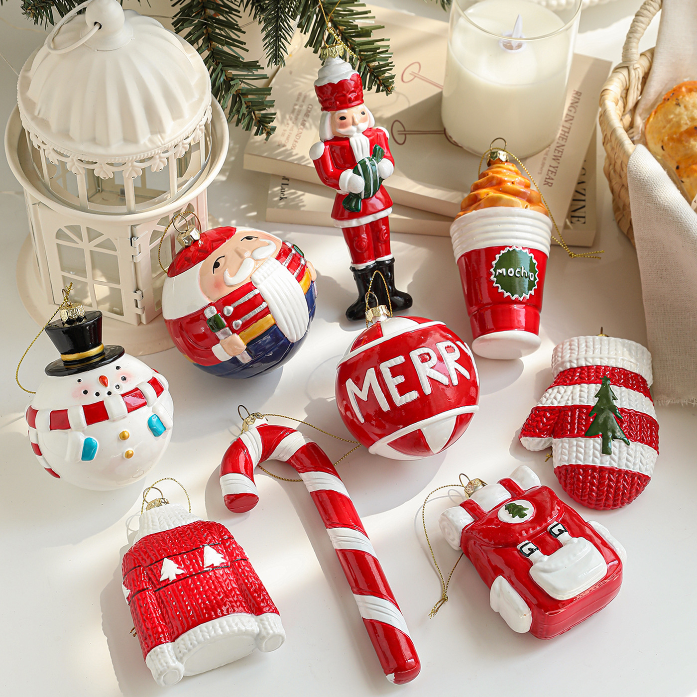 Nuevos colgantes de plástico Santa, colgantes de árbol de Navidad, adornos, artículos de decoración, artículos de diseño de atmósfera en stock