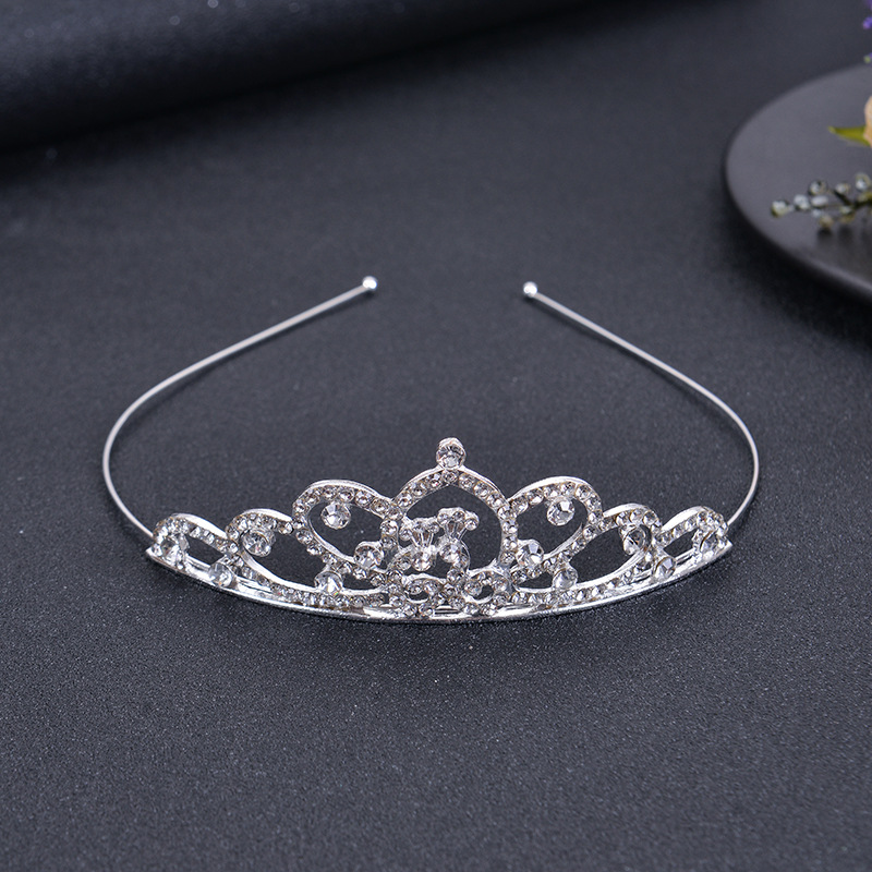 Diadema de corona de diamantes de imitación para niños, peine para el cabello, accesorios para el cabello para niñas, espectáculo de vacaciones para bebés, tocado de novia, cristal chapado en oro