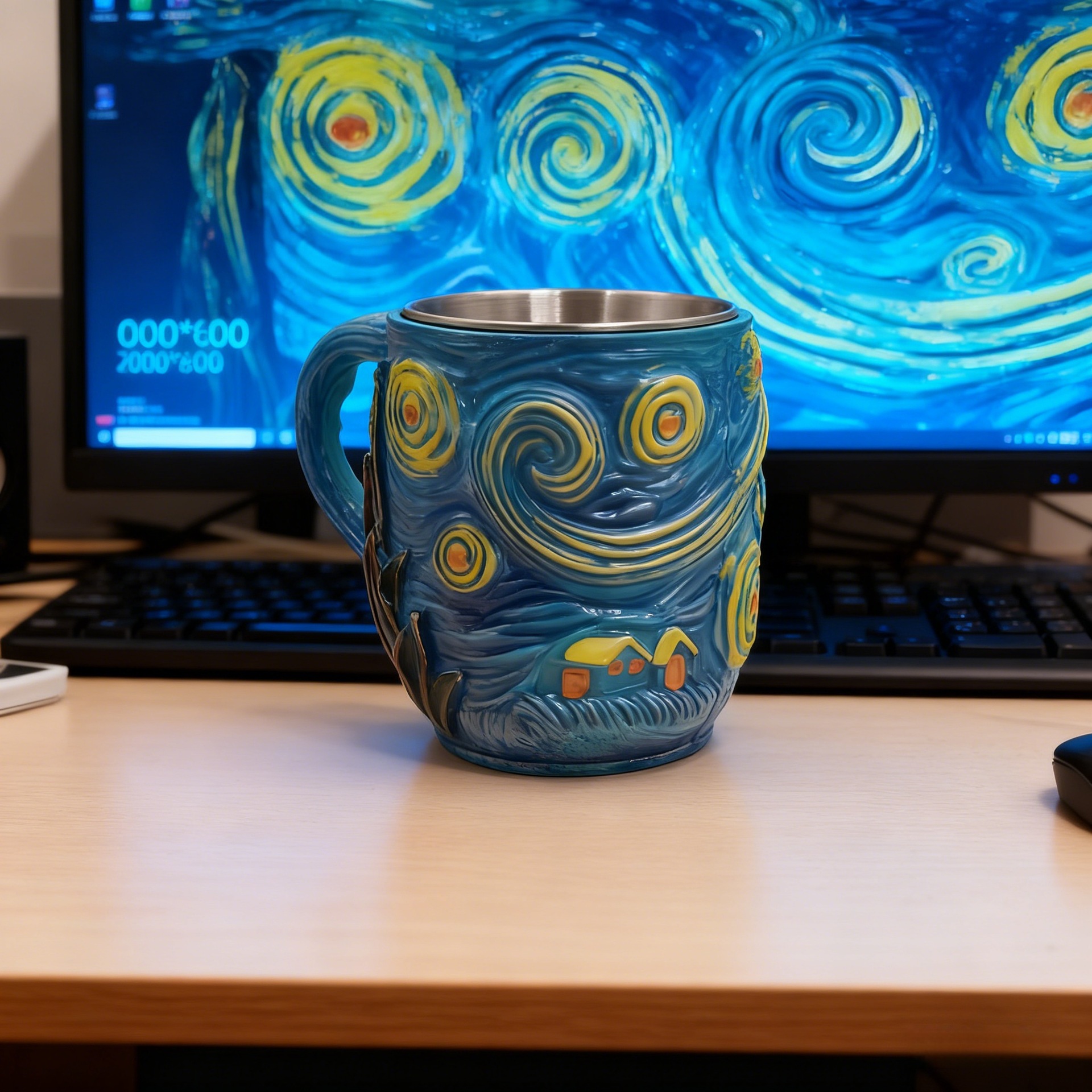 Nuevos productos transfronterizos Van Gogh inspirados en el arte estrella taza de marcas decoración de escritorio para el hogar taza de café hecha a mano