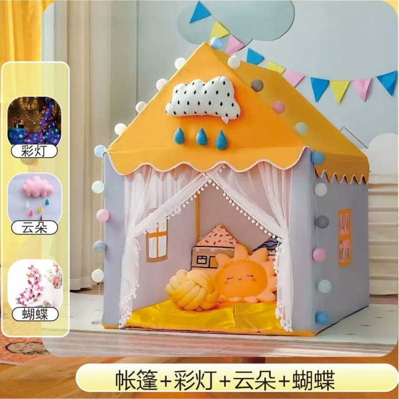 Casa de juegos Casa pequeña Casa de castillo Casa de princesa Dormida casa juguetes mosquiteros regalo de cumpleaños tienda de campaña para niños Interior