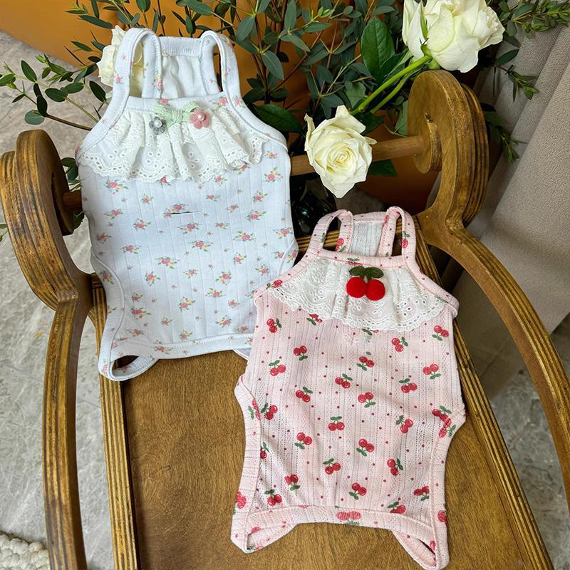 Ropa de mascotas primavera y verano delgada abdominal abdominal perros gatos perros pequeños que osos Teddy red ropa para el hogar
