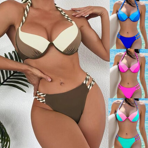 Women's  New Style Bikini Swimwear, Separate Pure Color Sexy with Underwire, Bikini Swim Suit