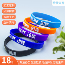 跨境硅胶手环定制凸印logo丝印图案刻字团建励志活动男女儿童腕带