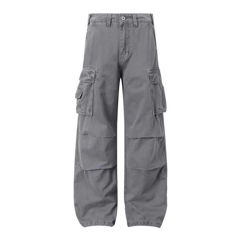 T031 American Retro Style Unisex Trendy High-End Washed Multi-Pocket Design Loose Fit Men's Casual Cargo Pants