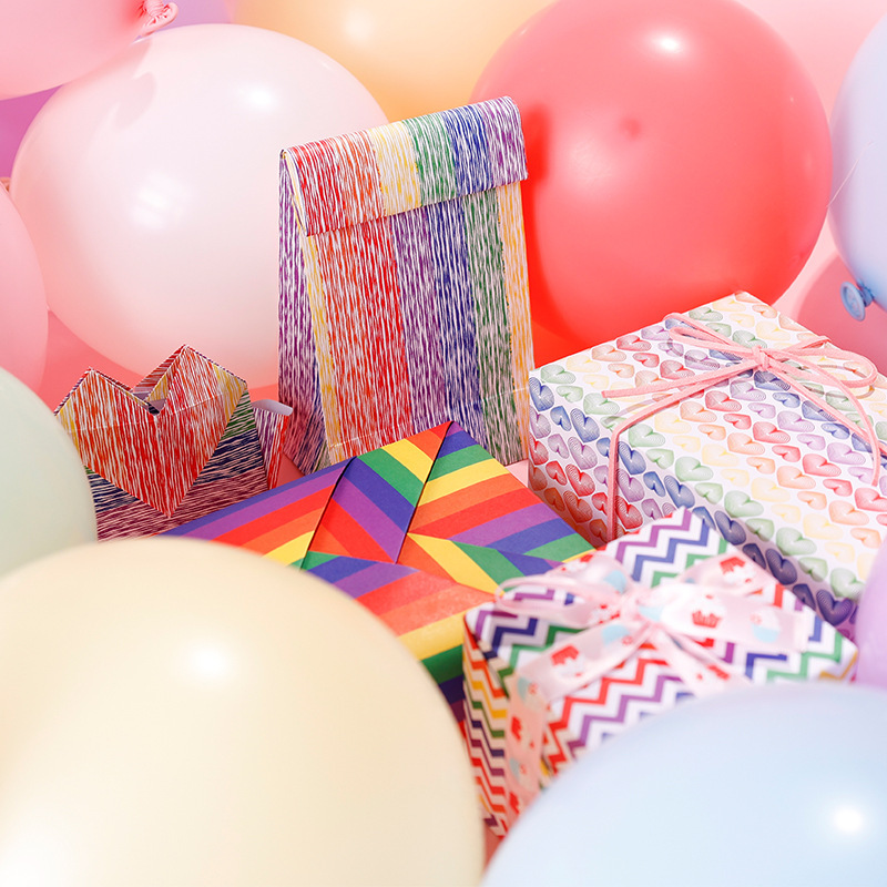 Papel de regalo a rayas de colores de Amazon, papel de regalo kraft blanco para decoración de fiestas, bodas y cumpleaños