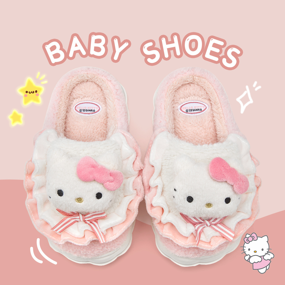 New Kidsren's Sanrio Cotton Slippers Cartoon Winter Girls Princess Cute Warm Indoor Slippers Women's Furry Slippers