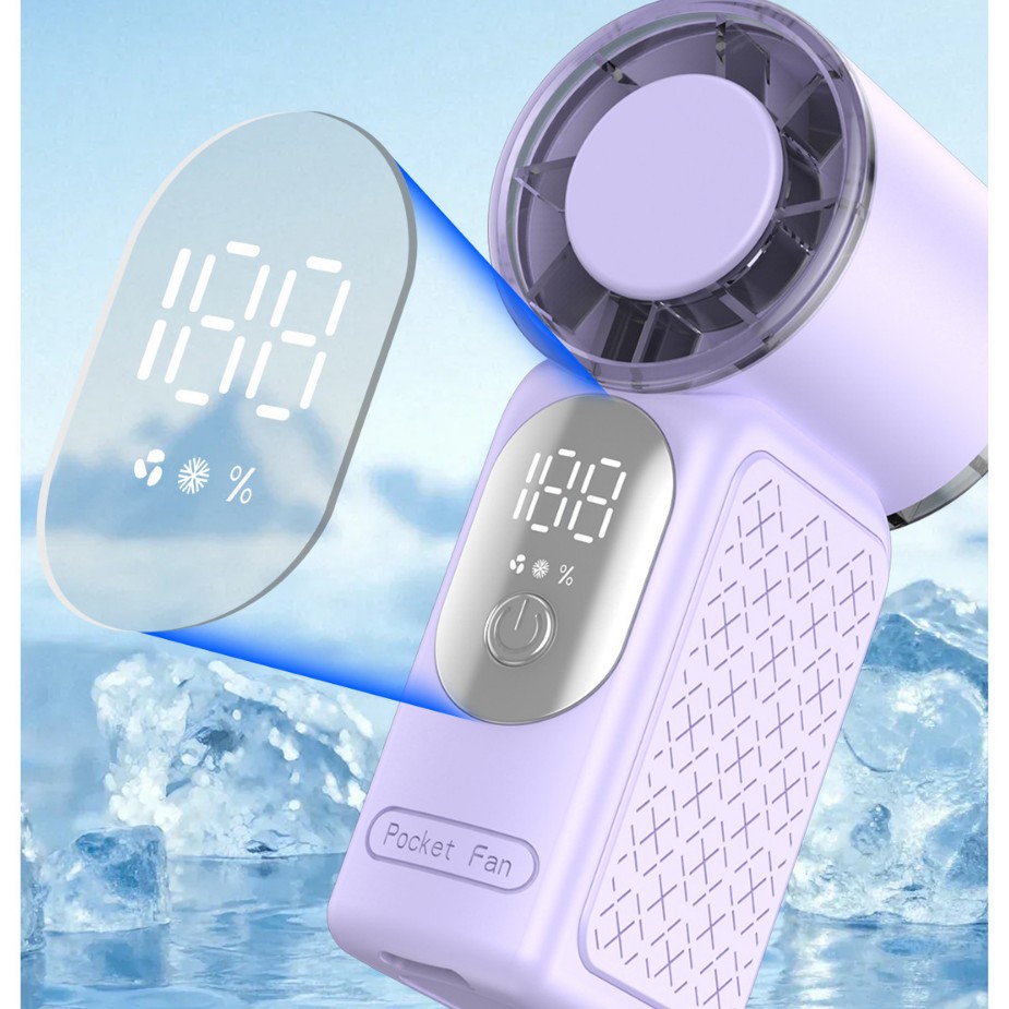 Nuevo comercio exterior T240 ventilador de bolsillo de alta velocidad USB pantalla digital inteligente de cien marchas color caramelo pequeño ventilador de turbina portátil image 4