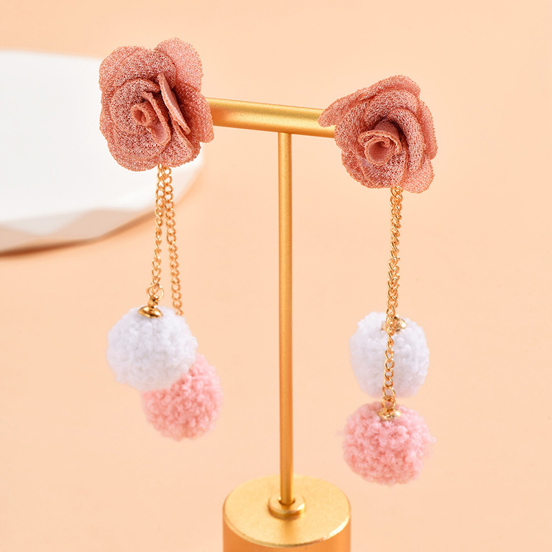 1 Pair Fashion Flower Cloth Womenu0027S Drop Earrings