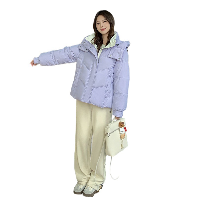 Color contrastante suelto chaqueta de algodón de mujer con 2025 nuevo hombre pequeño suave y grueso chaqueta de algodón súper hermosa