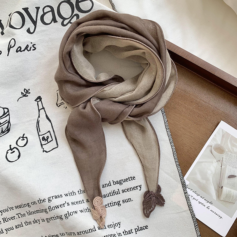 Soporte para bufandas personalizadas bufandas de seda mujeres moda coreana versátil decoración de algodón y lino de color sólido bufandas de seda correa de pelo