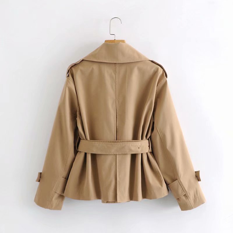 Suit Collar Waist Belt Short Trench Coat NSAM20621