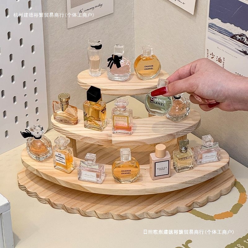 木制阶梯式香水架口红收纳风 创意展示手办蛋糕展架【包邮批发