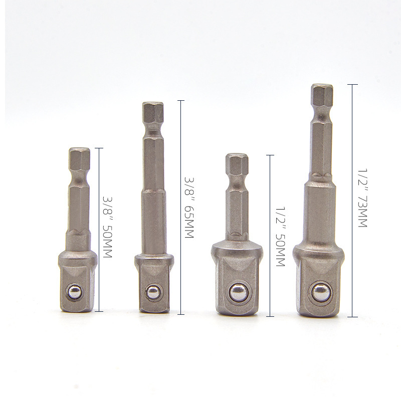 Mango hexagonal a varilla de conexión de manguito de cabeza cuadrada a varilla de conexión de bola de acero varilla de conexión de conversión de llave eléctrica 1/4 3/8 1/2