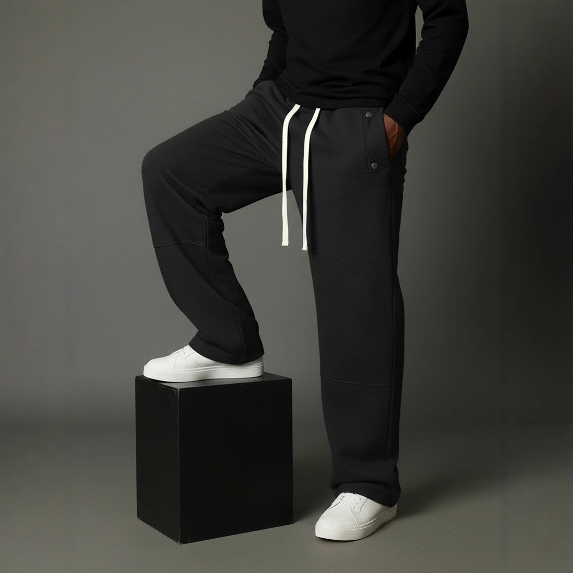 Pantalon de jogging homme coupe droite ample style décontracté_voghion.com