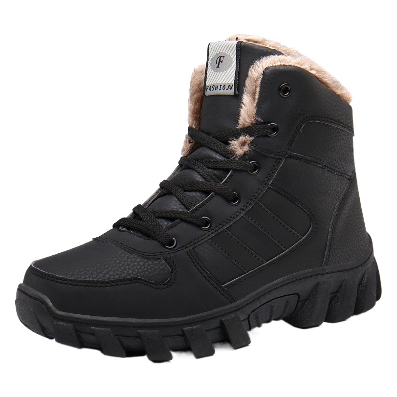 Winter Velvet Warm Snow Boots Men's Boots Outdoor Hiking Shoes Cotton Boots High-Top Cotton Shoes Trendy Outdoor Leisure