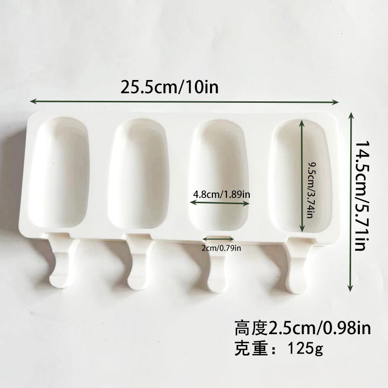 4 consecutive oval ice cream-white