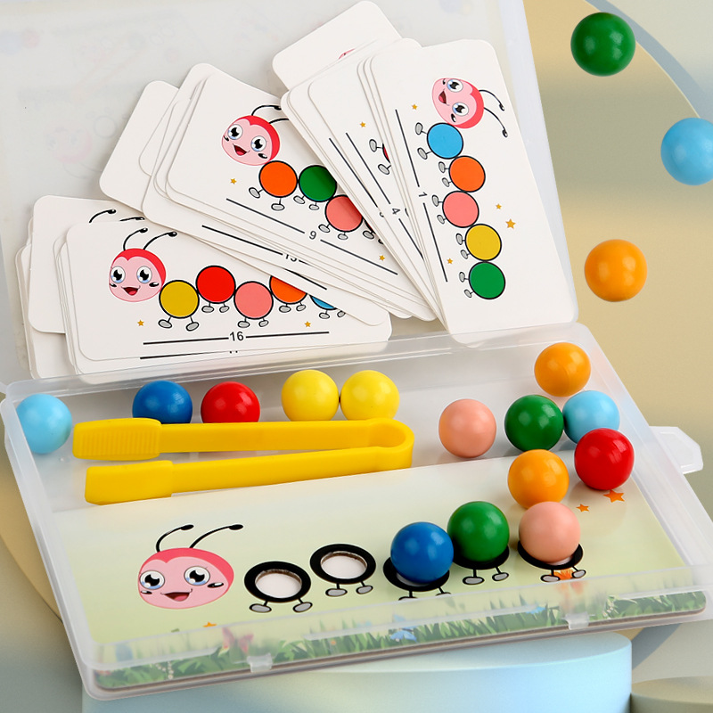 Juego de cuentas de oruga de madera para niños transfronterizos ejercicio habilidad práctica cognición de color juguetes educativos para niños pequeños