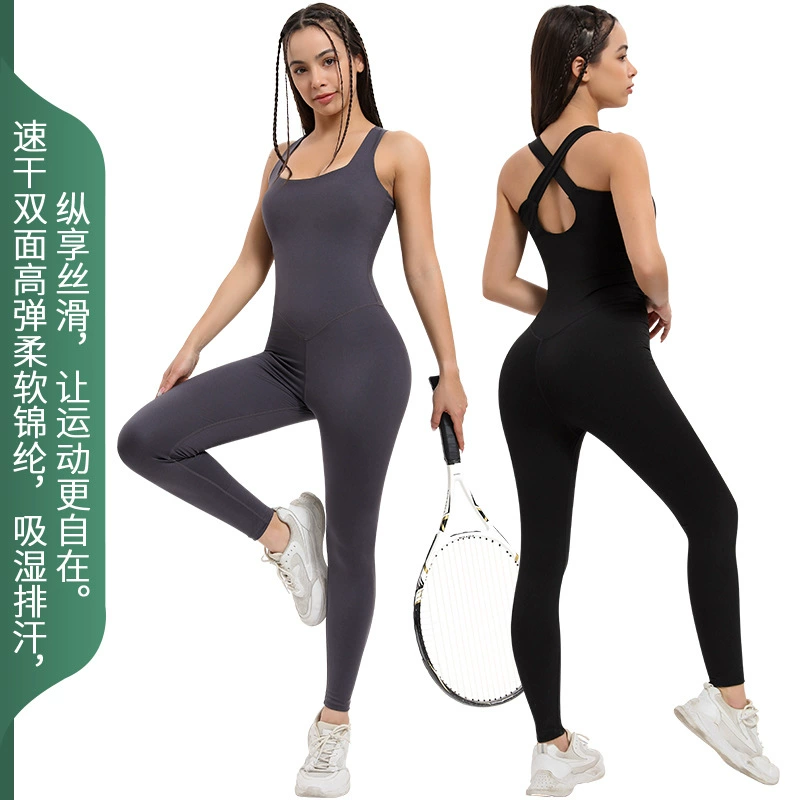 Быстросохнущий дышащий высокоэластичный спортивный комбинезон для гимнастики, фитнеса, йоги и тренировок на открытом воздухе, без рукавов, с защитой от солнца