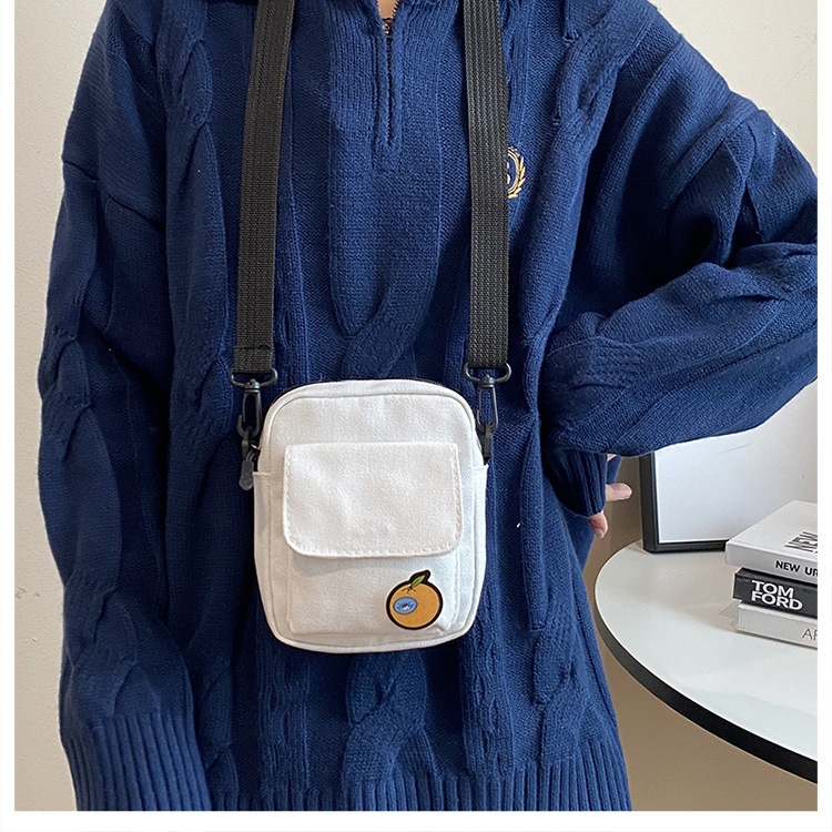 112g Weight Sewing Thread Fashion Element Zipper Closure Type Single Shoulder Strap Strap Type Square Bag Bags Type Casual Occasion Canvas Material Fruit, Solid Color Pattern All Seasons Season Women's Gender Streetwear Style Square Shape Small Size Women's Small Canvas Fruit Solid Color Streetwear Sewing Thread Square Zipper Square Bag 32