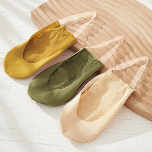 Half-Palm Socks, Suspender Socks, Women's Summer Ice Silk Towel Bottom, Shallow Mouth, Non-Falling, Invisible Boat Socks, Ready for Factory Wholesale