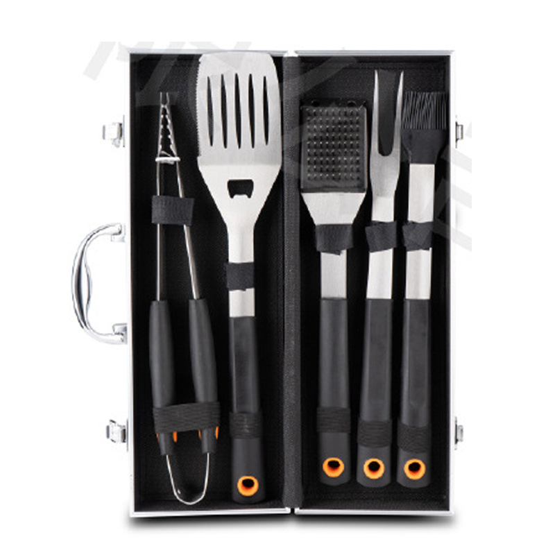 Venta directa de fábrica Amazon barbacoa al aire libre barbacoa combinación herramientas mango plástico Acero inoxidable parrilla traje