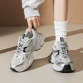 奥古狮登厚底老爹鞋女2026年新款夏季轻便系带小白休闲跑步运动鞋