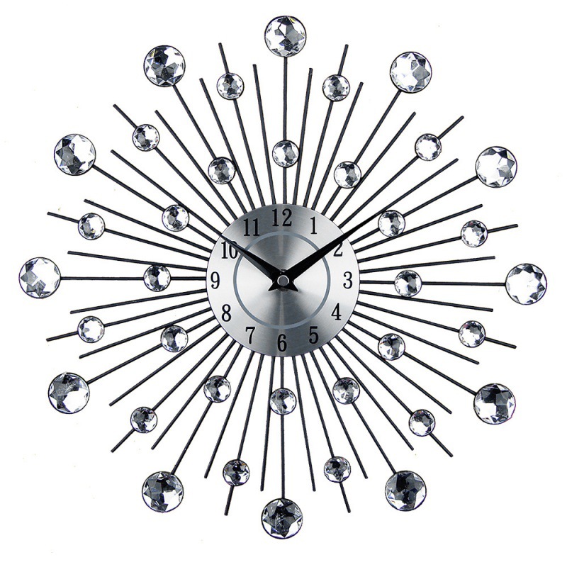 Luz de moda de estilo europeo de lujo de cristal creativo Reloj de pared simple sala de estar reloj Hogar personalizado reloj electrónico Reloj de pared colgante