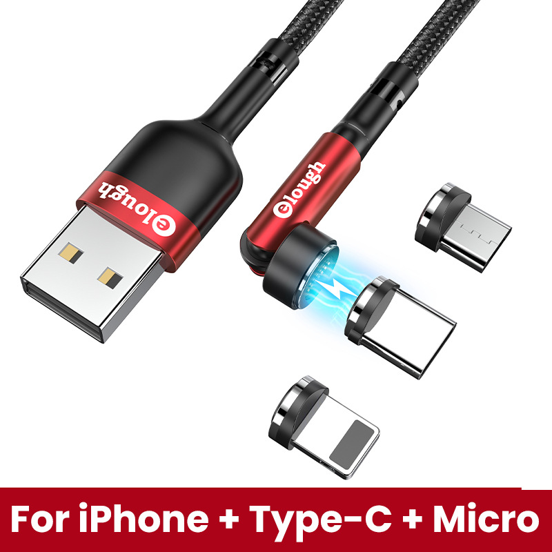 EloughCavo di ricarica ad aspirazione magnetica a vita piccola con rotazione di 540 gradi a sette pin, cavo dati Android di tipo C tre in uno_voghion.com