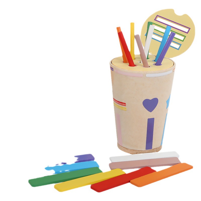 Educación temprana Montessori para niños transfronterizos, color de madera, clasificación cognitiva, forma de taza, combinación de cubos, ayudas didácticas, juguetes educativos