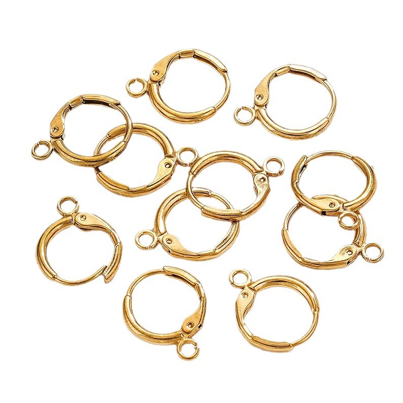 Acero inoxidable recubierto de oro de 18 quilates gancho francés redondo de un solo orificio gancho para la oreja anillo de la oreja diy aretes hechos a mano aretes dorados