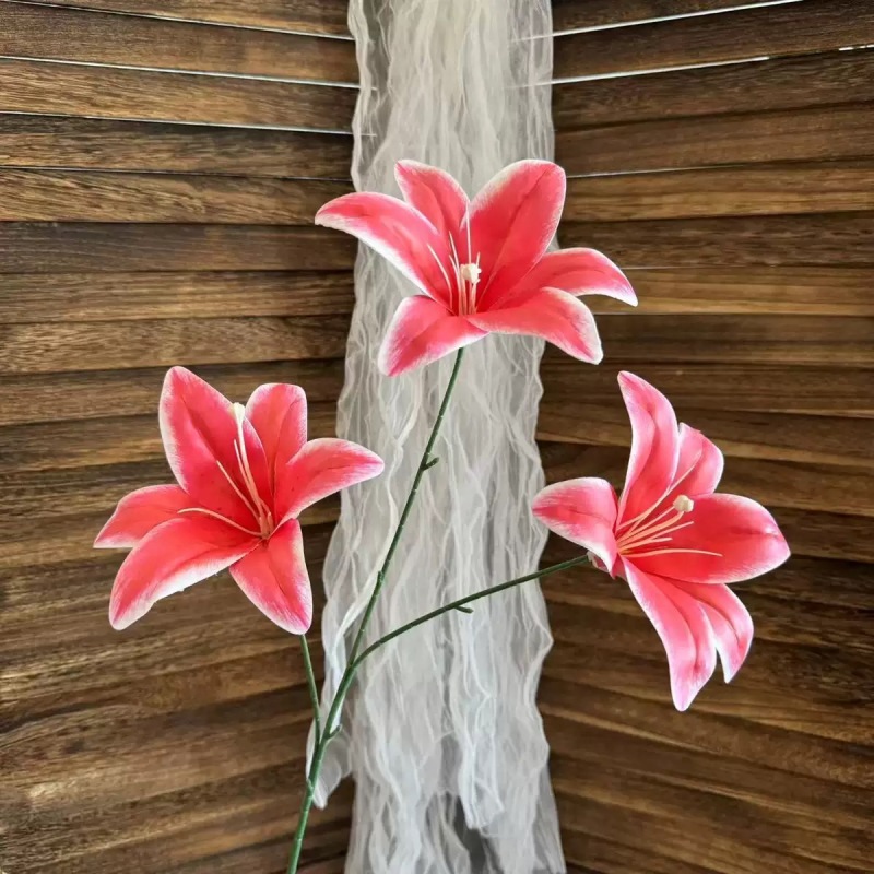 3 헤드 3D 백합 로즈 레드