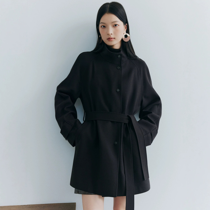 ZHIHE 2026 Autumn New Simple and Elegant Relaxed Fit Fine Wool Lightweight Mid-Length Women's Trench Coat