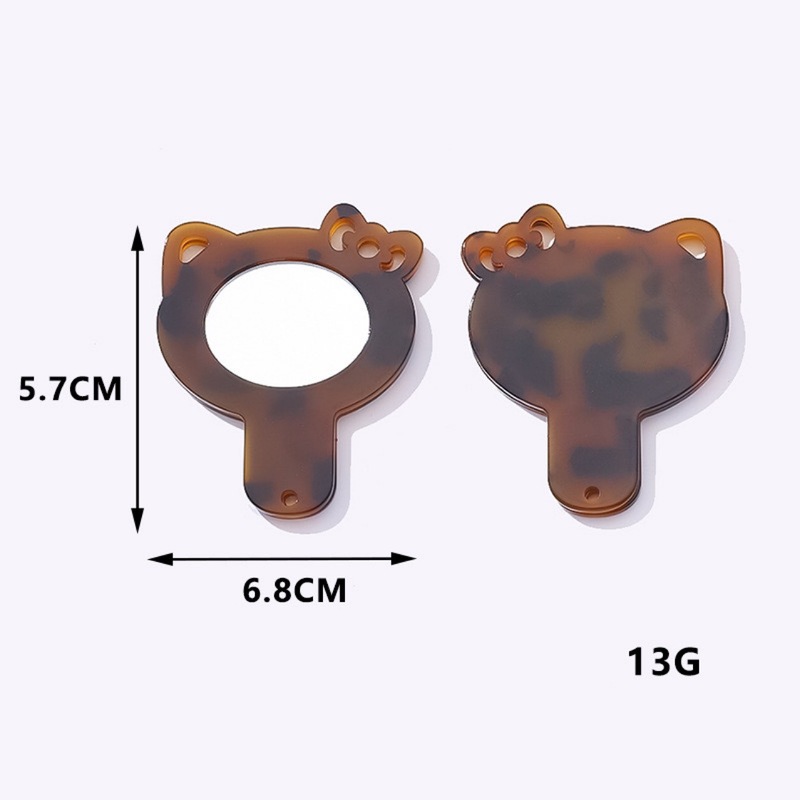 大衆デザインアニメかわいい酢酸猫豹紋化粧鏡鍵ストラップ装飾DIYアクセサリー部品|undefined