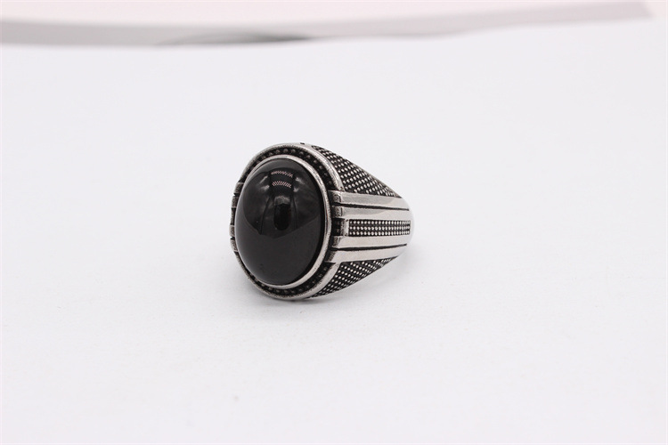 20g Weight Gem Inlay Material Rings Classification 12, 7, 8 Ring Size 1 Piece Quantity Daily, Party Occasion Titanium Steel Material Geometric Pattern Men's Gender Retro, Vintage Style Style Men's Retro Vintage Style Rings Geometric Titanium Steel Gem Men Signet Rings 3