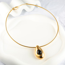 韩版风格网红款黑色珠子项圈时尚个性项链工厂货源批发项链钛钢女