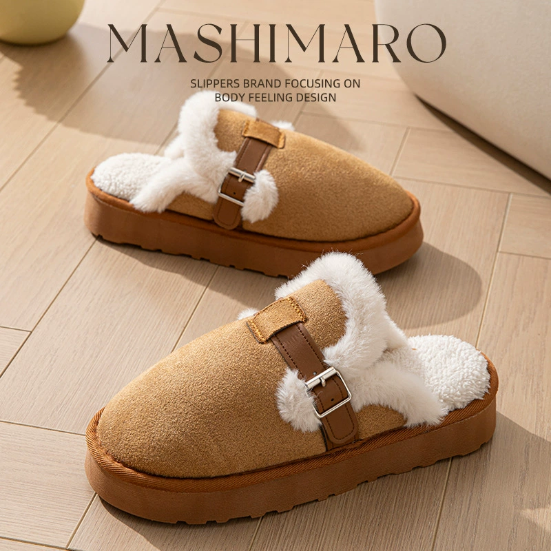 Женские тапочки Birkenstock на зиму на флисовой подкладке, оптовая продажа, новая меховая обувь для беременных, домашние теплые хлопковые тапочки на толстой подошве для женщин, которые можно носить на улице