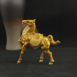 Sand gold color makes money ornaments for the first time, yuanbao zodiac horse metal ornaments desktop decoration crafts