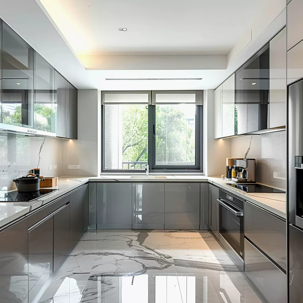 佛山定 制烤漆模压整体石英石厨柜外贸出口厂家壁橱橱柜工程批发