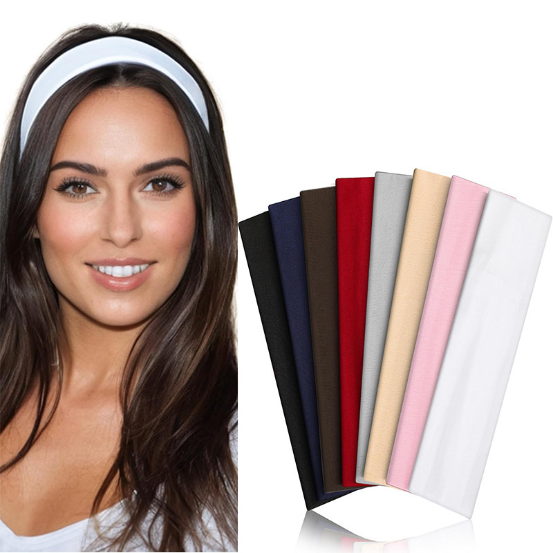 European and American Explosions Solid Color High Elastic Sports Headband Yoga Hair Band Fitness Running Sweat-absorbent Headband Headband Headband