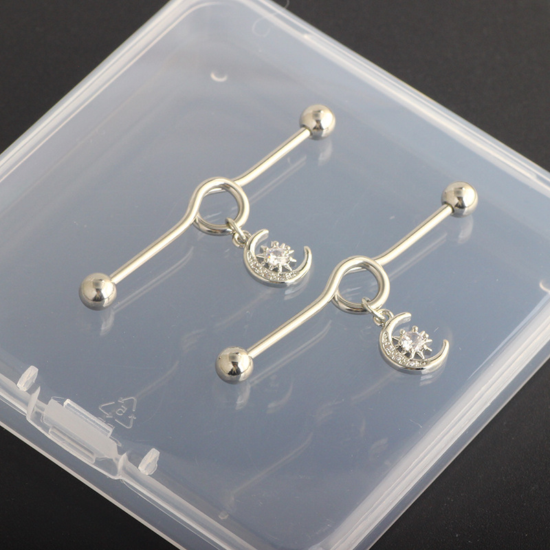 2022 Cross Love Ear Long Rod Earrings Piercing Jewelry Industrial Long Ear Rod Ear Bone Nails detail image 14
