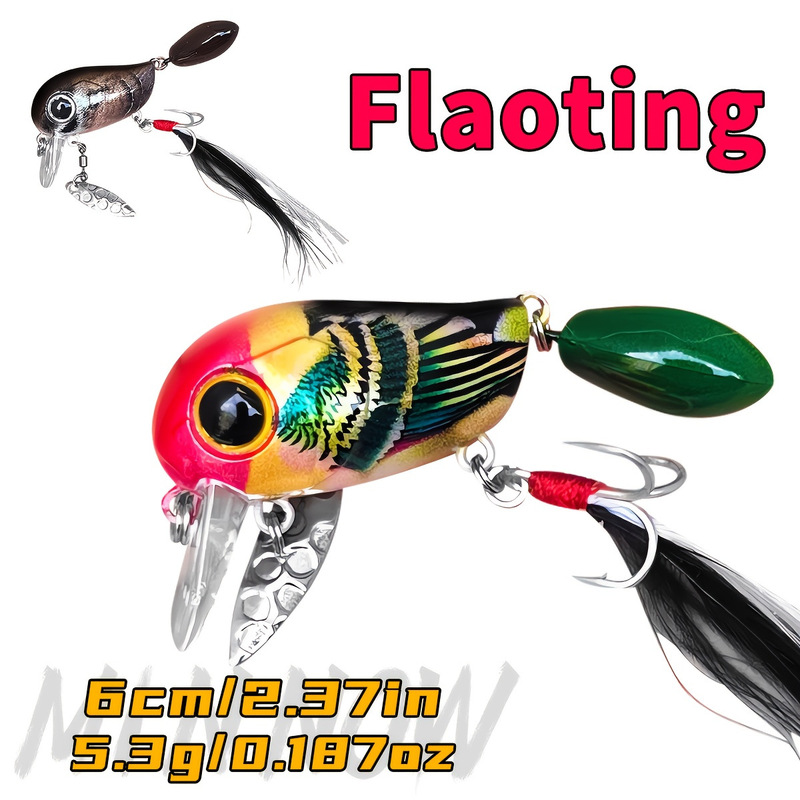 现货跨境浮水小胖子路亚饵60mm5.3g带浮水亮片仿生假饵鲈鱼翘嘴|undefined
