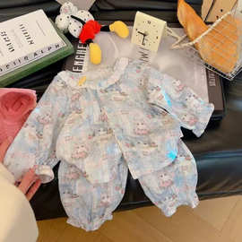 【软糯糯的棉纱】2026春夏纯棉家居服套装男女童亲子睡衣两件套