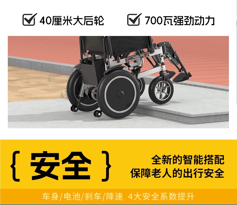 Electric Wheelchair, Intelligent, Fully Automatic, Reclining, Special for the Elderly, Disabled, Folding, Lightweight Four-Wheel Scooter