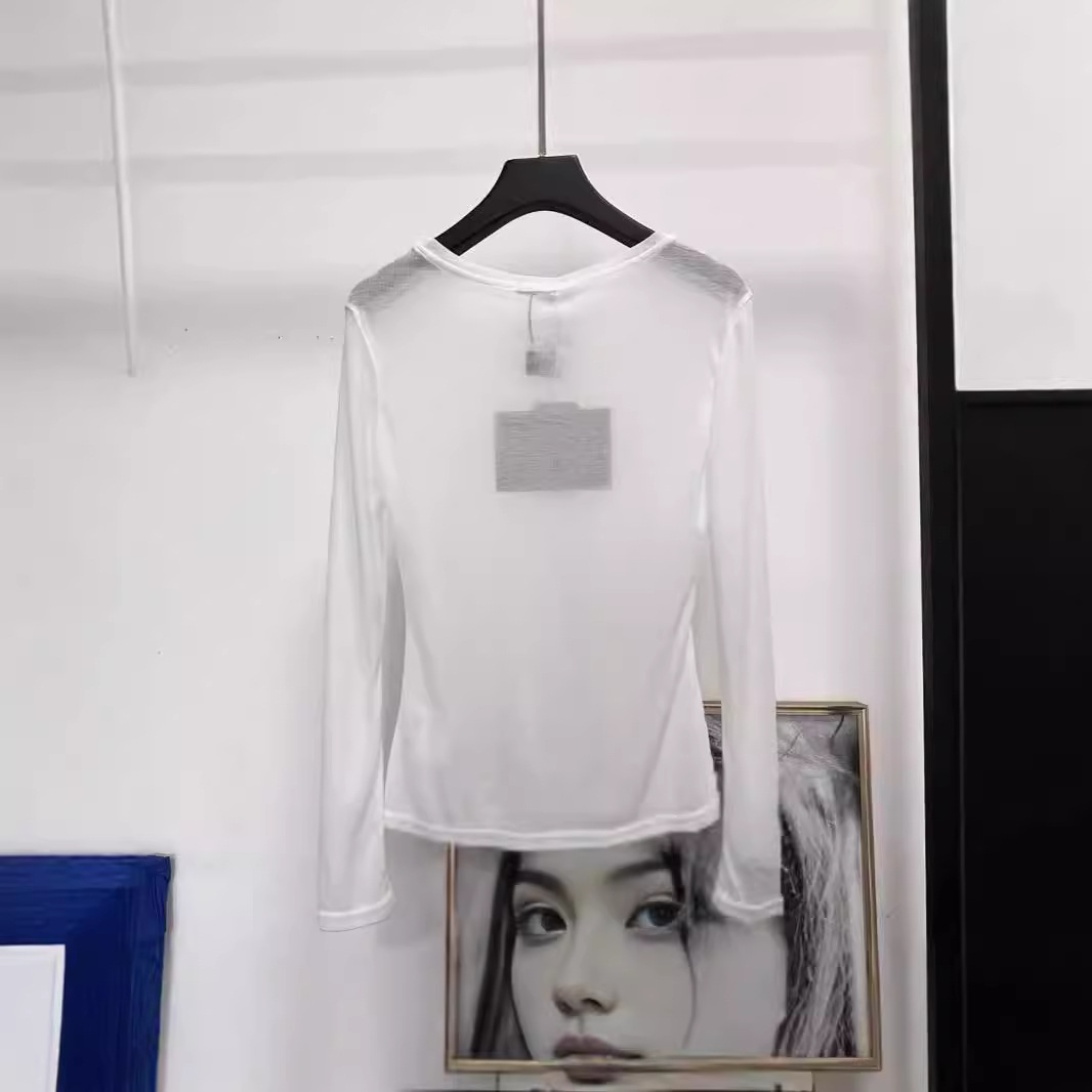 Mium24 Relaxed Fit Micro-Label Letter Tencel Sheer Long-Sleeve Sun Protection Base Shirt, Fashionable and Versatile Lyocell