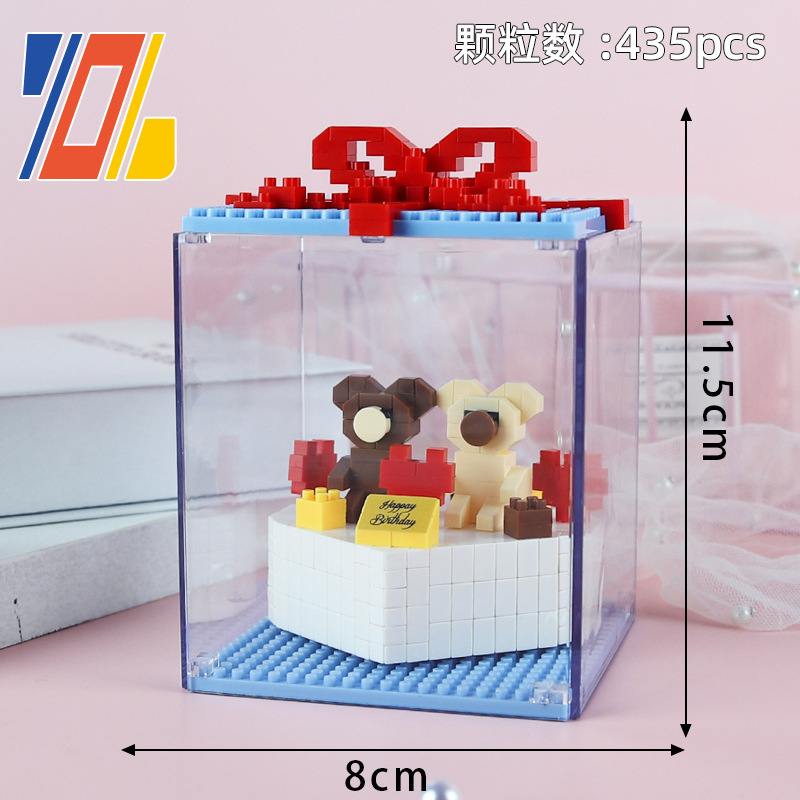 Torta de cumpleaños micro diamante pequeña partícula bloques construcción novias lindas regalo chica serie juguetes al por mayor regalos del estudiante