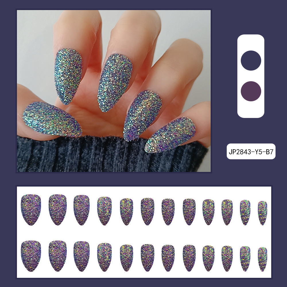 Uñas de uñas de color sólido, uñas largas puntiagudas, uñas de uñas mate mate, parches de uñas falsas, productos terminados al por mayor image 9