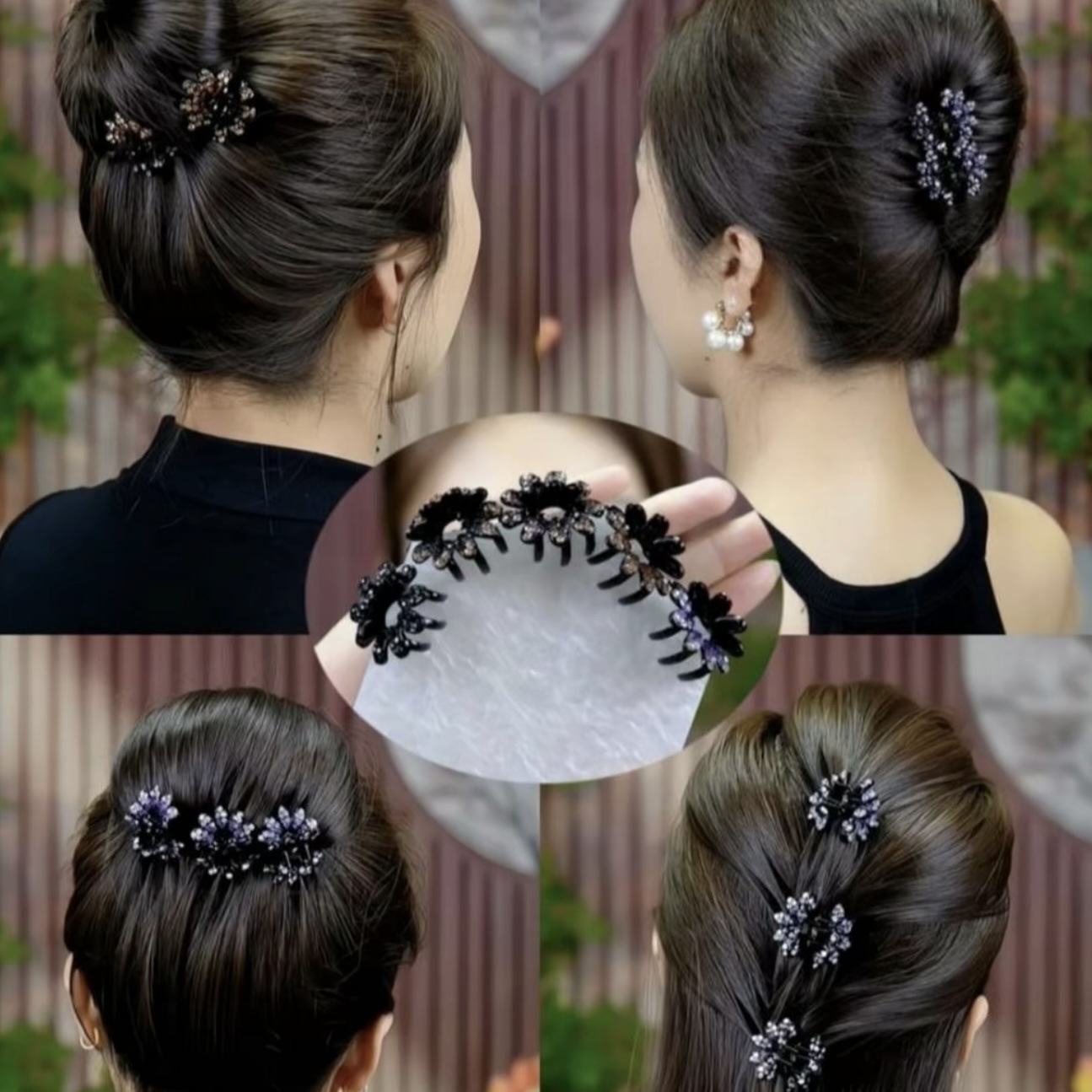 闪闪花朵小抓夹精致韩版复古迷你 3cm水钻盘发头饰发夹