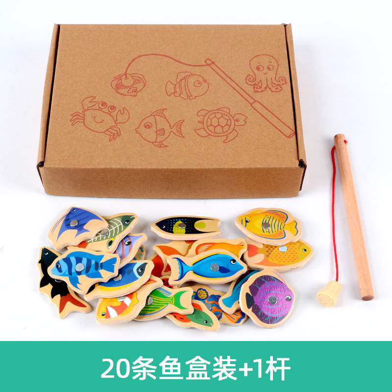 Suministro directo de fábrica barril de pesca de madera de pesca magnética juguetes niño bebé manos-en padre-hijo juego niño enseñanza ayudas