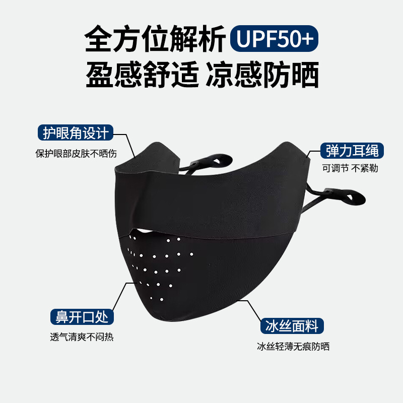 Verano delgado esquina de protección de ojos transpirable sin marcas máscara de seda de hielo 3D máscara de protección solar UV