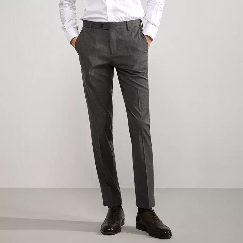 302款暗松紧男士西裤四季款直筒剑头纽扣西装裤职业休闲薄款西裤